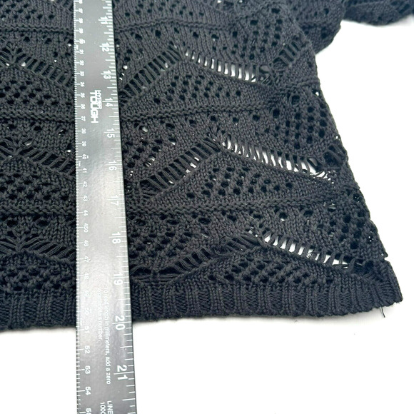 ALLEN B SCHWARTZ Womens Medium Black Crochet Open Knit Pullover Sweater Cover Up - Picture 7 of 8